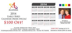 Allegra Corona 2014 Calendar Sales